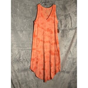 Dip Womens Orange Tie Dye Organic Cotton V-Neck High Low Tank Dress XS NWT